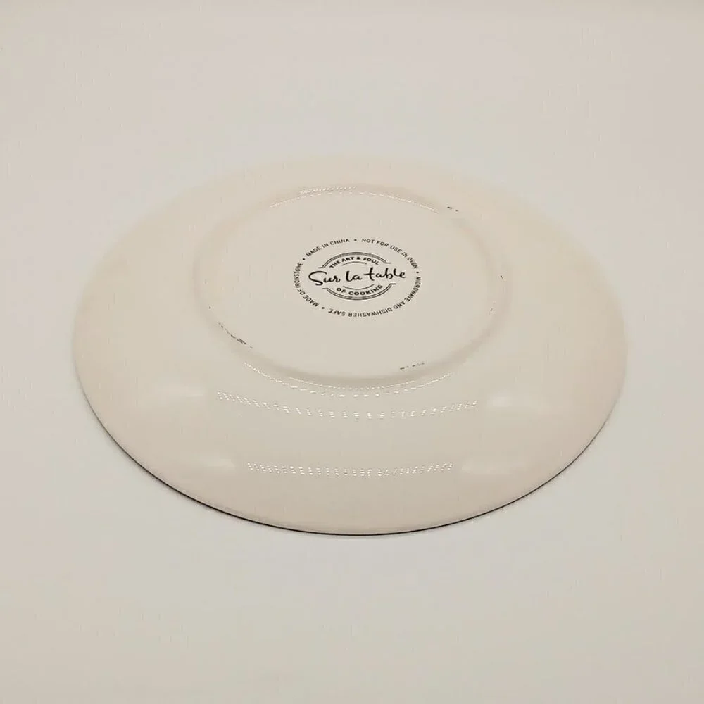 Sur La Table Blue Ivory Round Ironstone Ceramic Plate